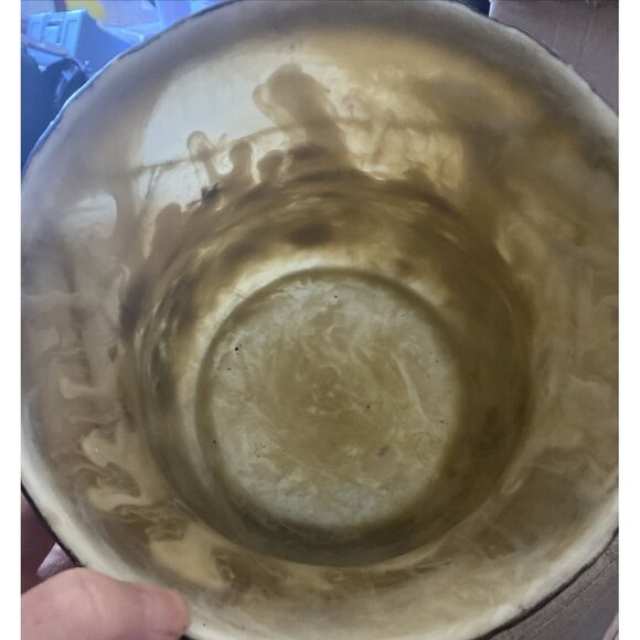 Vtg MCM Lucite Acrylic Honey Swirl Real Pressed Flowers Waste Basket Vase 10.5" - Picture 6 of 12